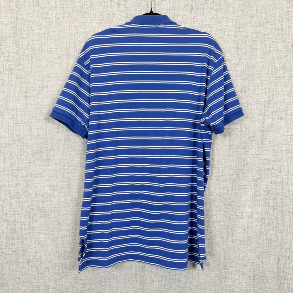 Polo Ralph Lauren Mens Polo Shirt Blue White Striped 100% Cotton L Preppy Pony - Picture 7 of 7